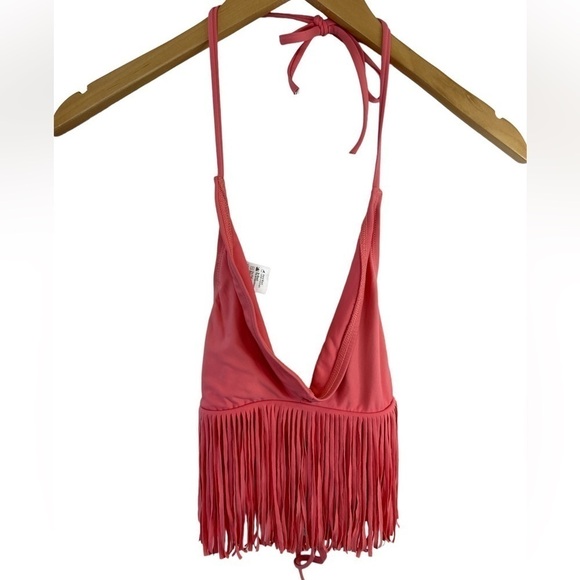 l*Space Audrey Fringe Halter Bikini Top in Watermelon - Picture 9 of 14